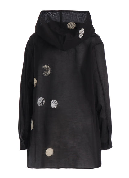COTTON LAWN ANGEL DOT PRINT HOODED BLOUSE