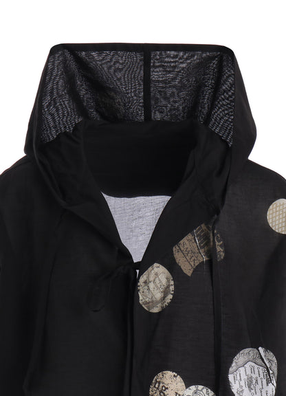 COTTON LAWN ANGEL DOT PRINT HOODED BLOUSE