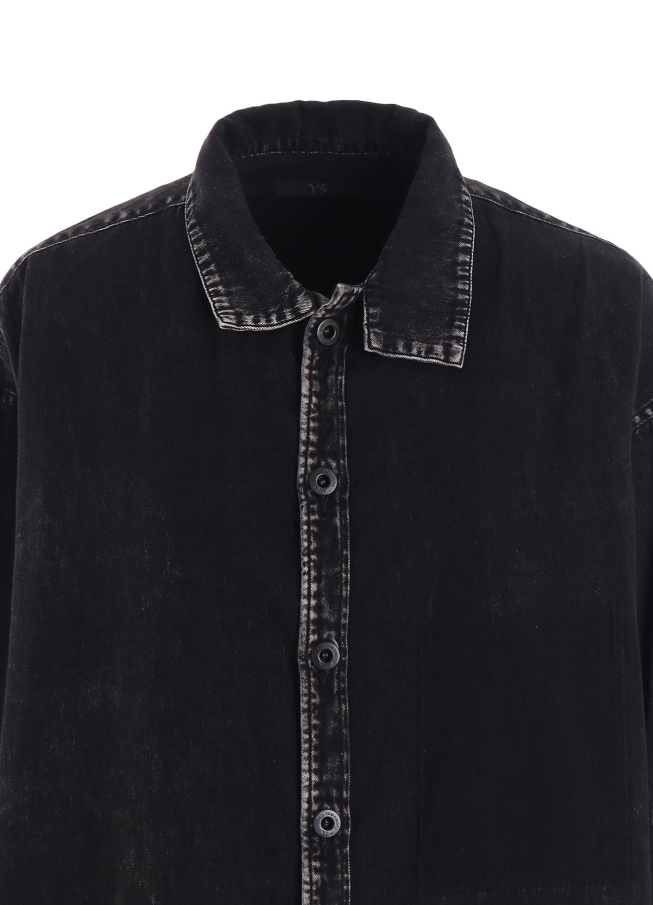 6OZ DENIM CHEMICAL WASH ASYMMETRIC BIG BLOUSE – THE SHOP YOHJI