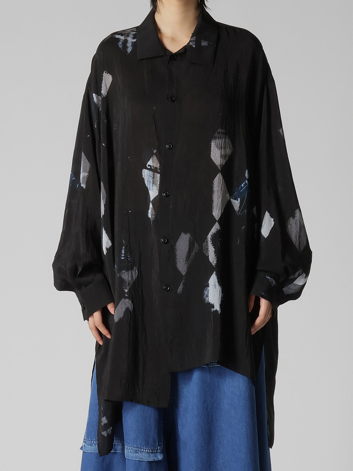 DIAMOND PATTERN CUPRO OVERSIZED BLOUSE – THE SHOP YOHJI YAMAMOTO