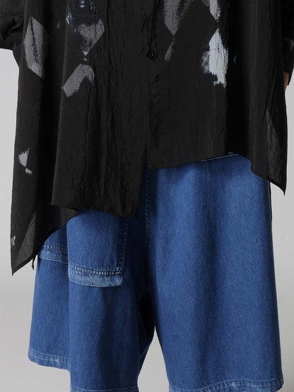 DIAMOND PATTERN CUPRO OVERSIZED BLOUSE