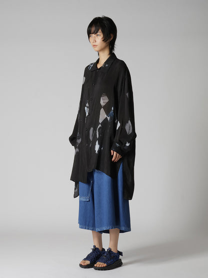 DIAMOND PATTERN CUPRO OVERSIZED BLOUSE