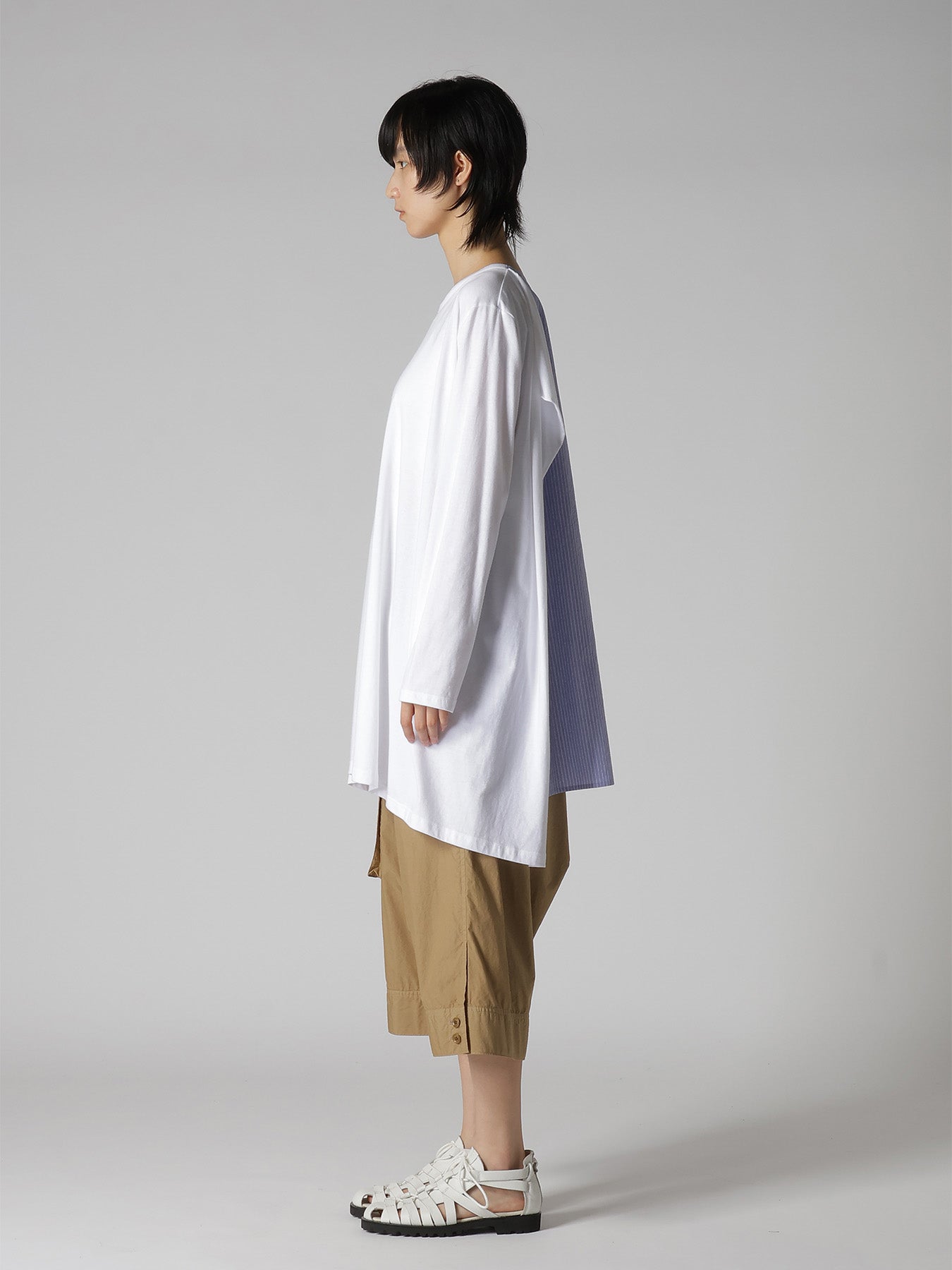 COTTON COMBINATION LONG SLEEVE BLOUSE