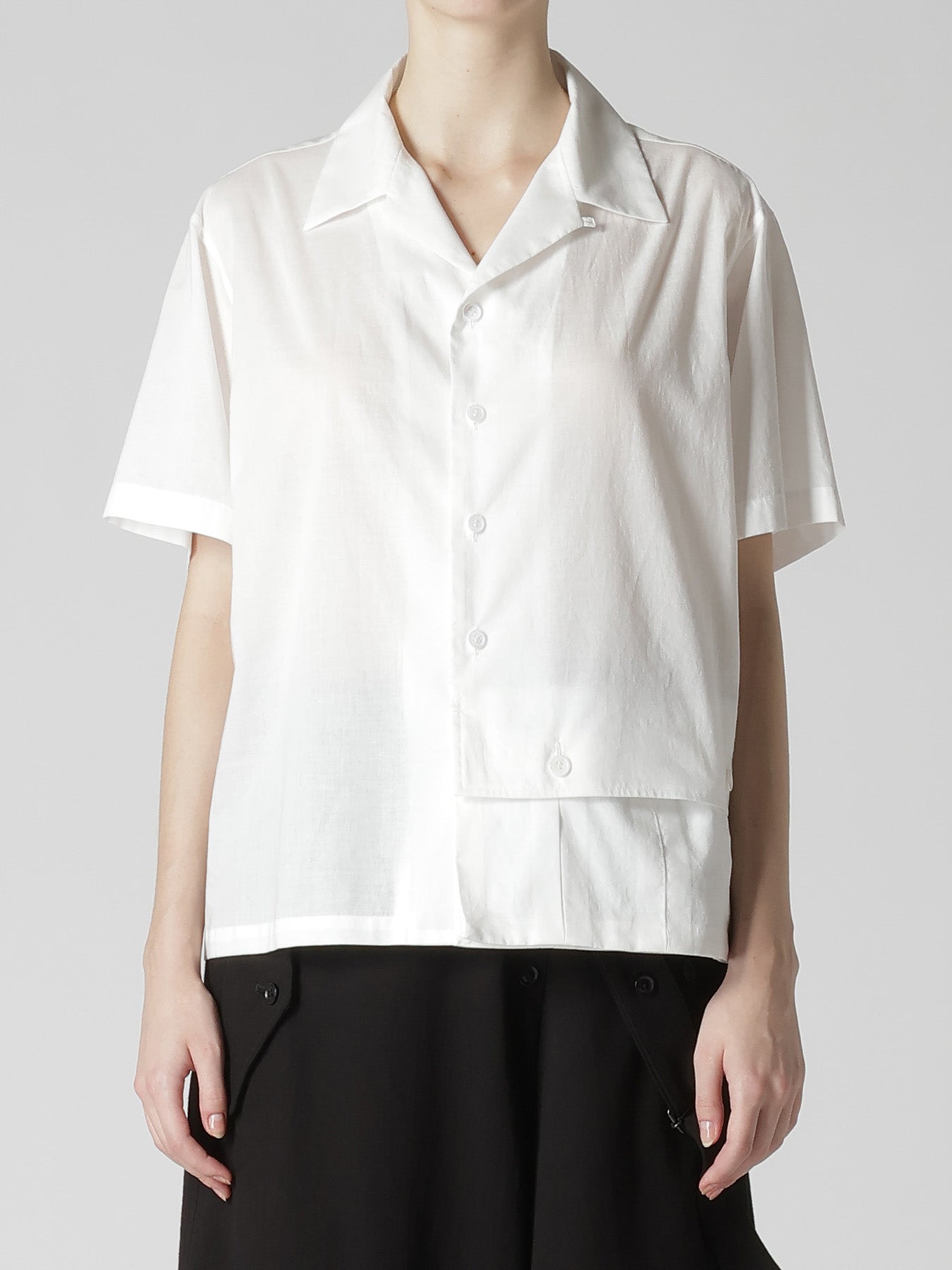 COTTON LAWN OPEN COLLAR SHORT SLEEVE BLOUSE – THE SHOP YOHJI YAMAMOTO