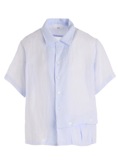 RAMIE OPEN COLLAR SHORT SLEEVE BLOUSE