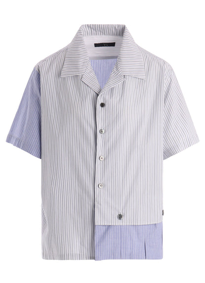 OPEN COLLAR SHORT SLEEVE BLOUSE
