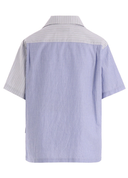 OPEN COLLAR SHORT SLEEVE BLOUSE