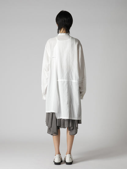 COTTON LACE PATCHWORK STAND COLLAR BLOUSE