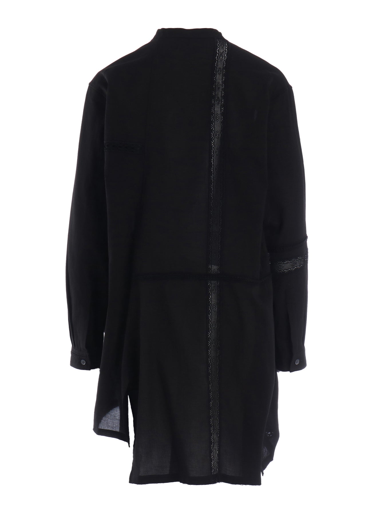 COTTON LACE PATCHWORK STAND COLLAR BLOUSE