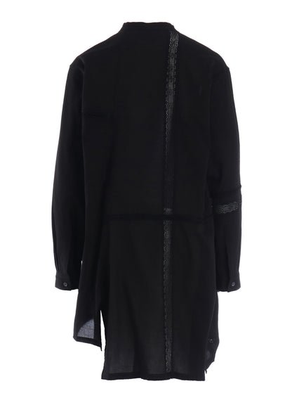 COTTON LACE PATCHWORK STAND COLLAR BLOUSE