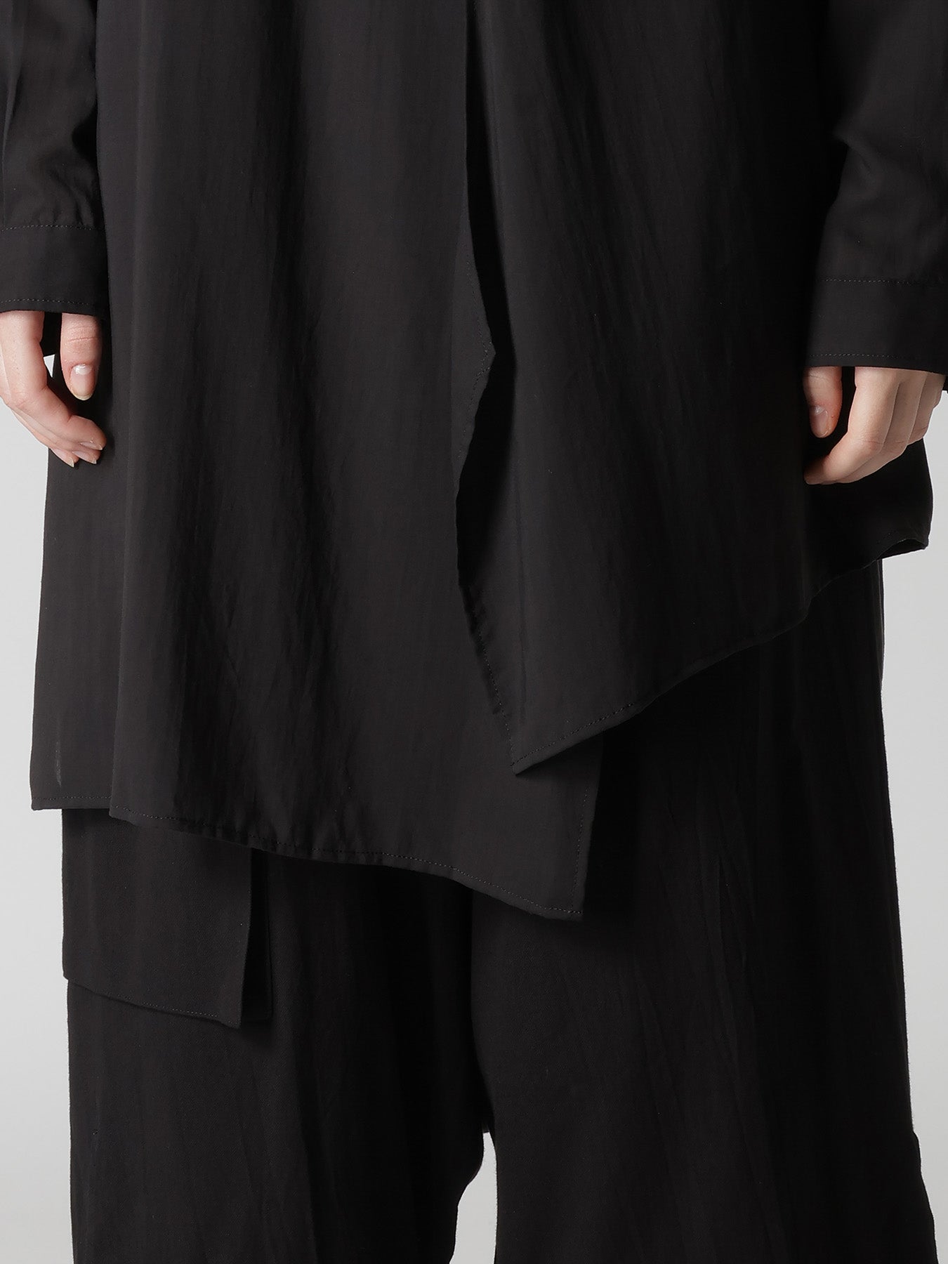 CELLULOSE LAWN STAND COLLAR BLOUSE