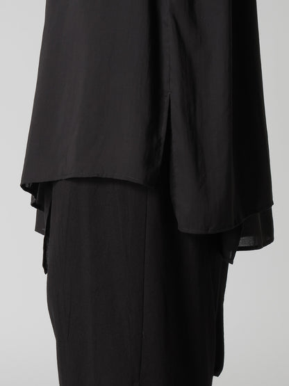 CELLULOSE LAWN STAND COLLAR BLOUSE