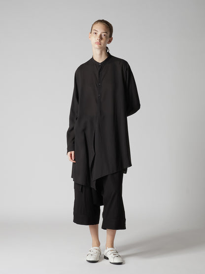 CELLULOSE LAWN STAND COLLAR BLOUSE
