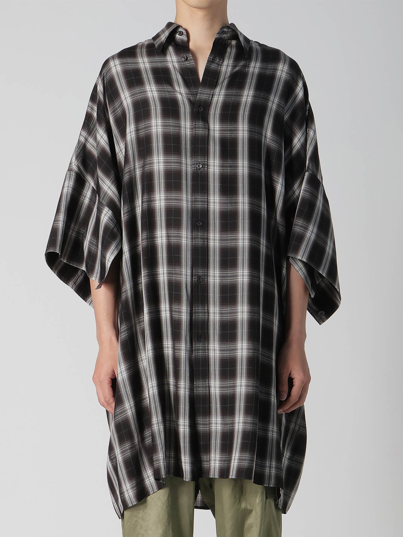 CUPRO SPUN PLAID BIG SHIRT