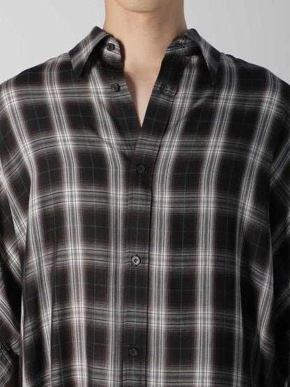 CUPRO SPUN PLAID BIG SHIRT