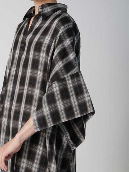 CUPRO SPUN PLAID BIG SHIRT