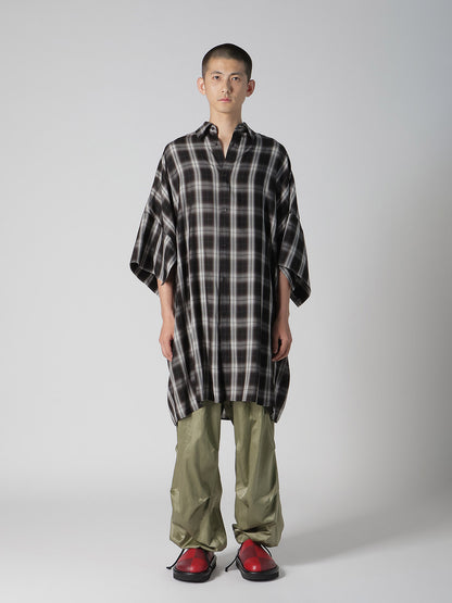 CUPRO SPUN PLAID BIG SHIRT