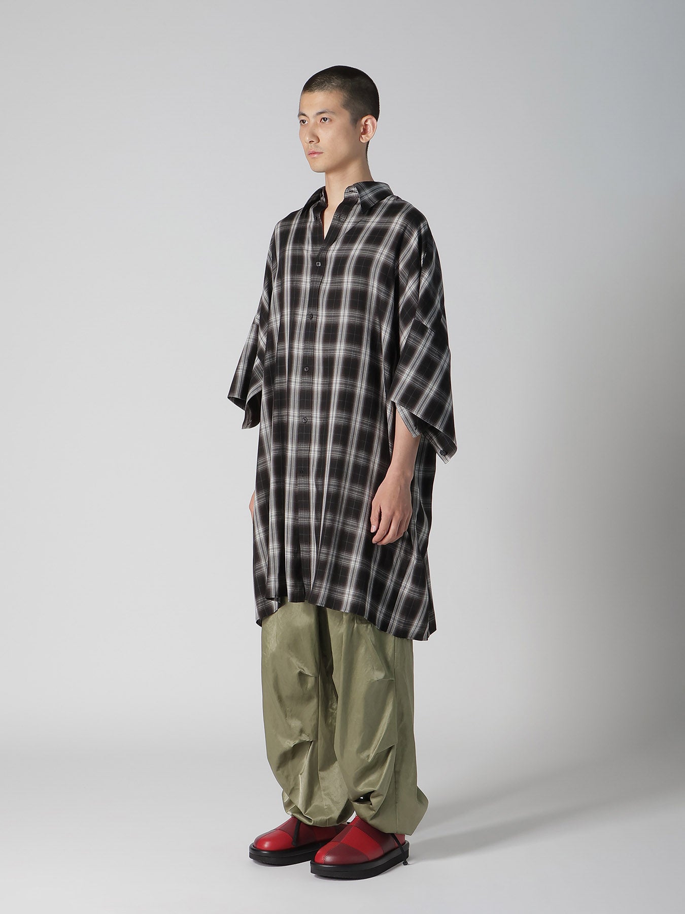 CUPRO SPUN PLAID BIG SHIRT