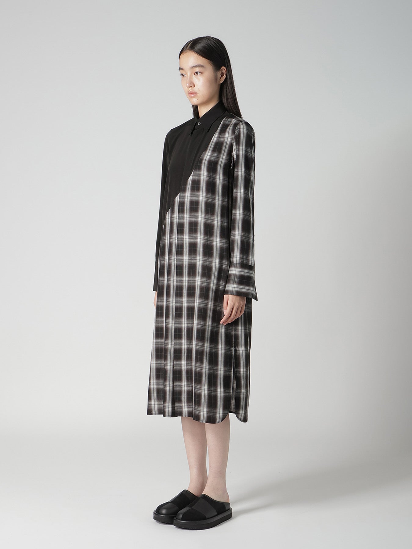 CUPRO SPUN PLAID LONG SHIRT