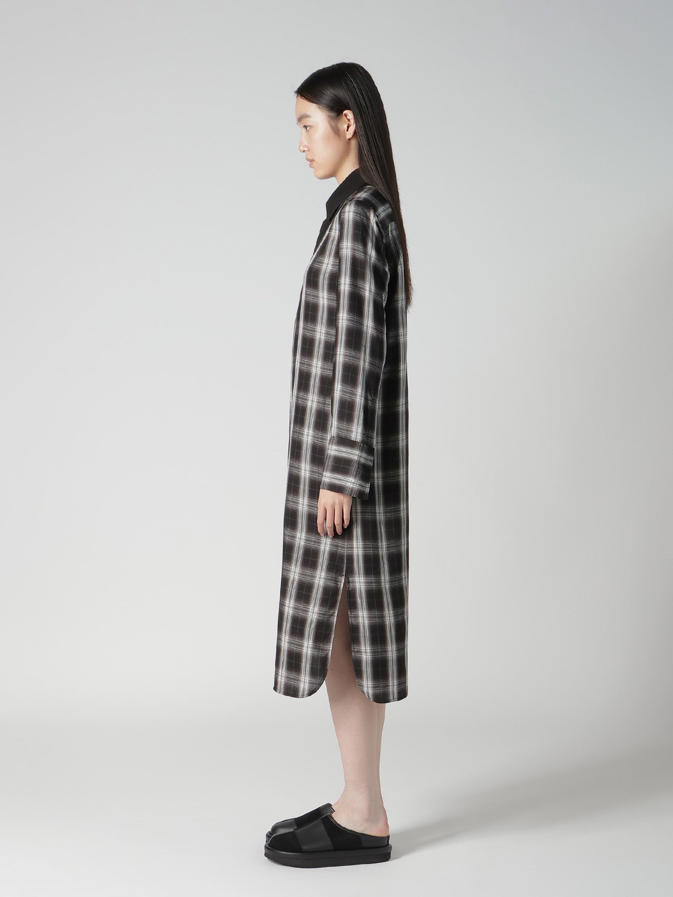 CUPRO SPUN PLAID LONG SHIRT