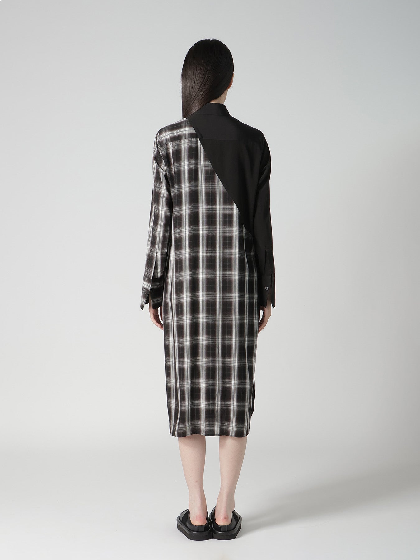 CUPRO SPUN PLAID LONG SHIRT