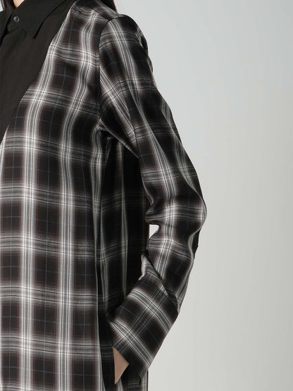 CUPRO SPUN PLAID LONG SHIRT