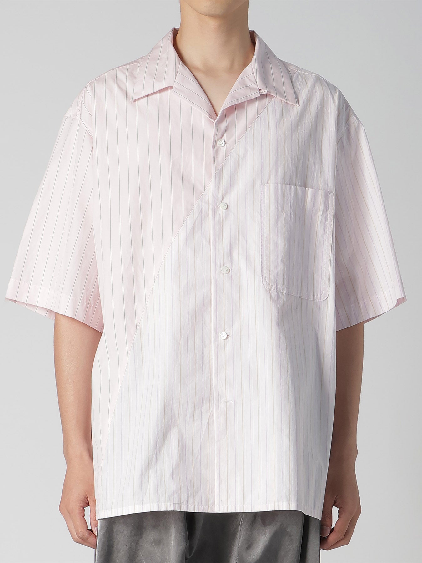 トップス YK COTTON STRIPE OPEN COLLAR SHIRT – THE SHOP YOHJI YAMAMOTO