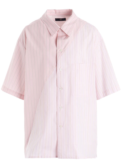 COTTON STRIPE OPEN COLLAR SHIRT