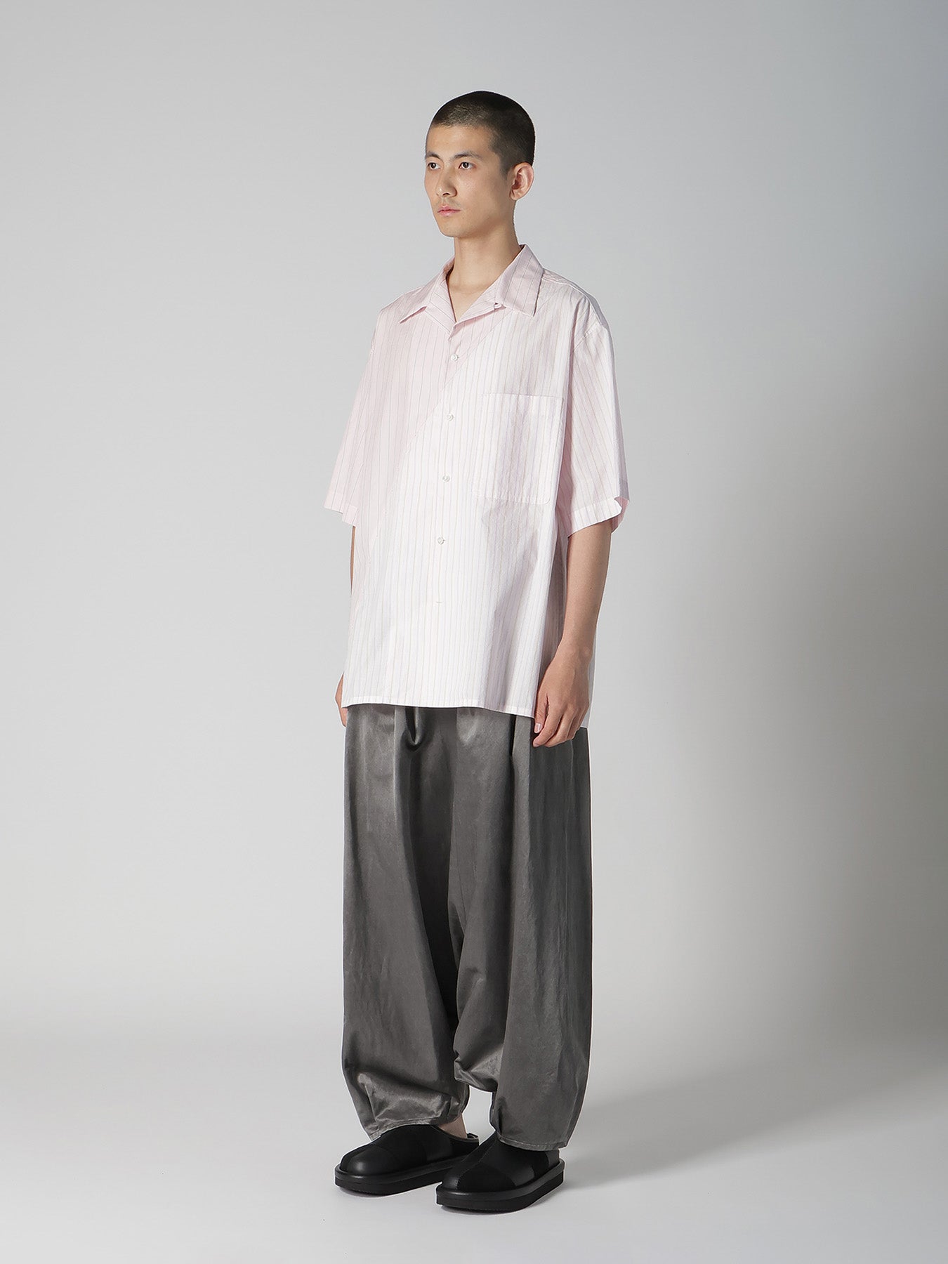 55▷山本ページ COTTON STRIPE OPEN COLLAR SHIRT – THE SHOP YOHJI YAMAMOTO