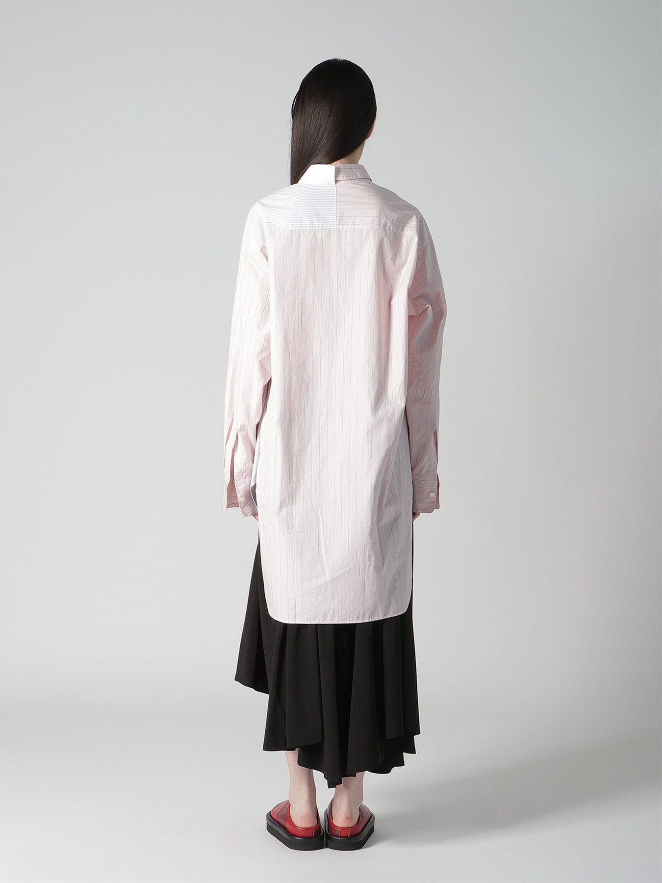 COTTON STRIPE ASYMMETRIC SHIRT A