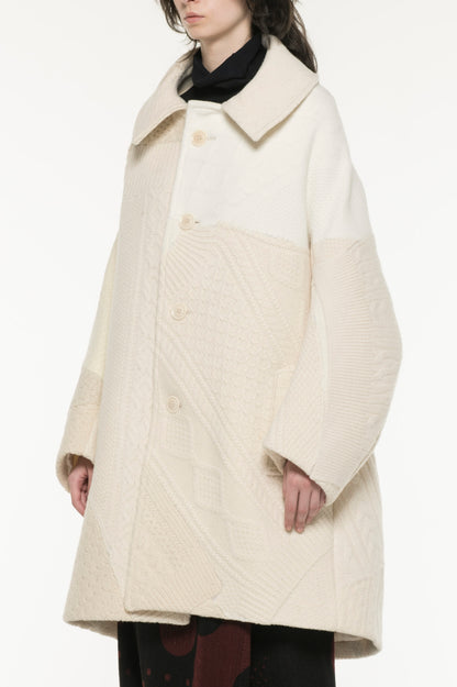 ALAN KNIT NEEDLE PUNCH BIG COLLAR COAT