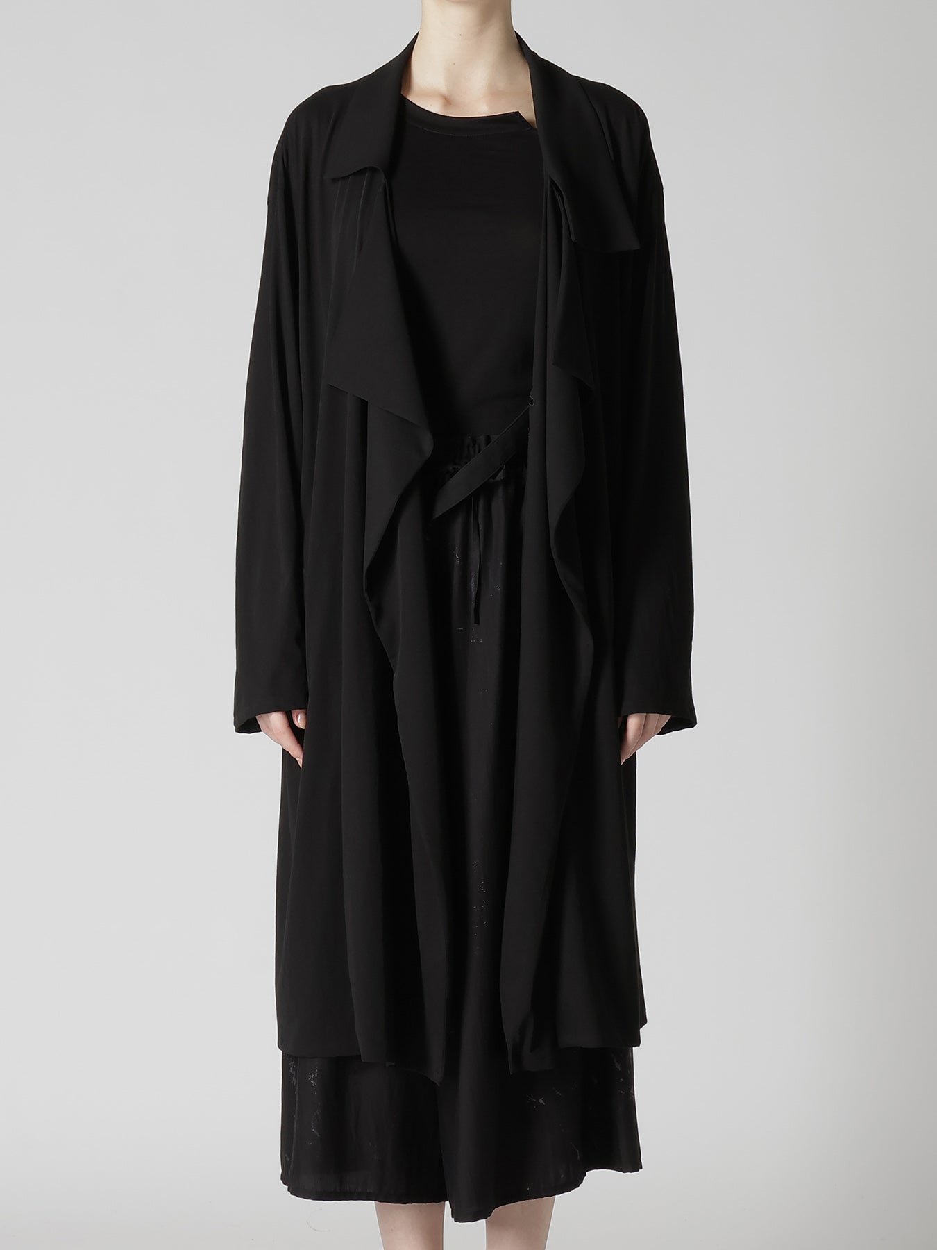 COTTON HARD TWISTED JERSEY BIG LAPEL COAT