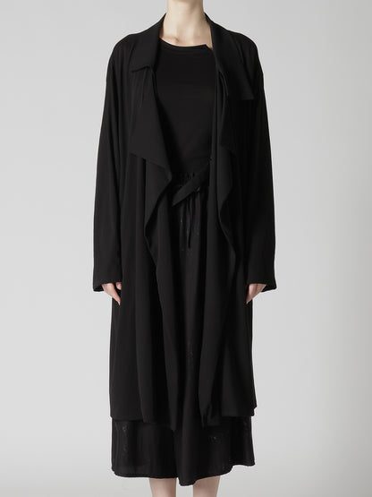 COTTON HARD TWISTED JERSEY BIG LAPEL COAT