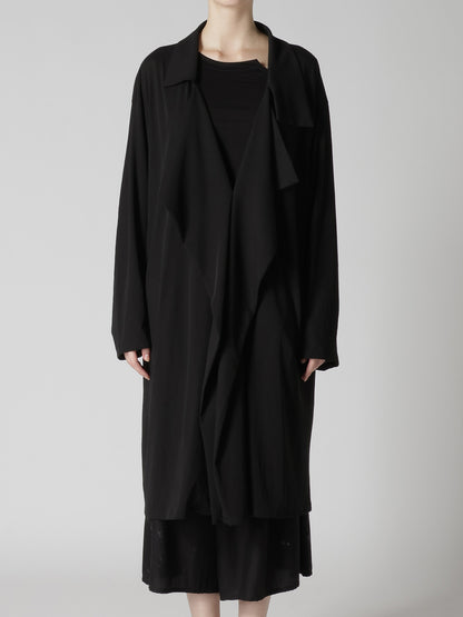 COTTON HARD TWISTED JERSEY BIG LAPEL COAT
