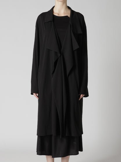 COTTON HARD TWISTED JERSEY BIG LAPEL COAT
