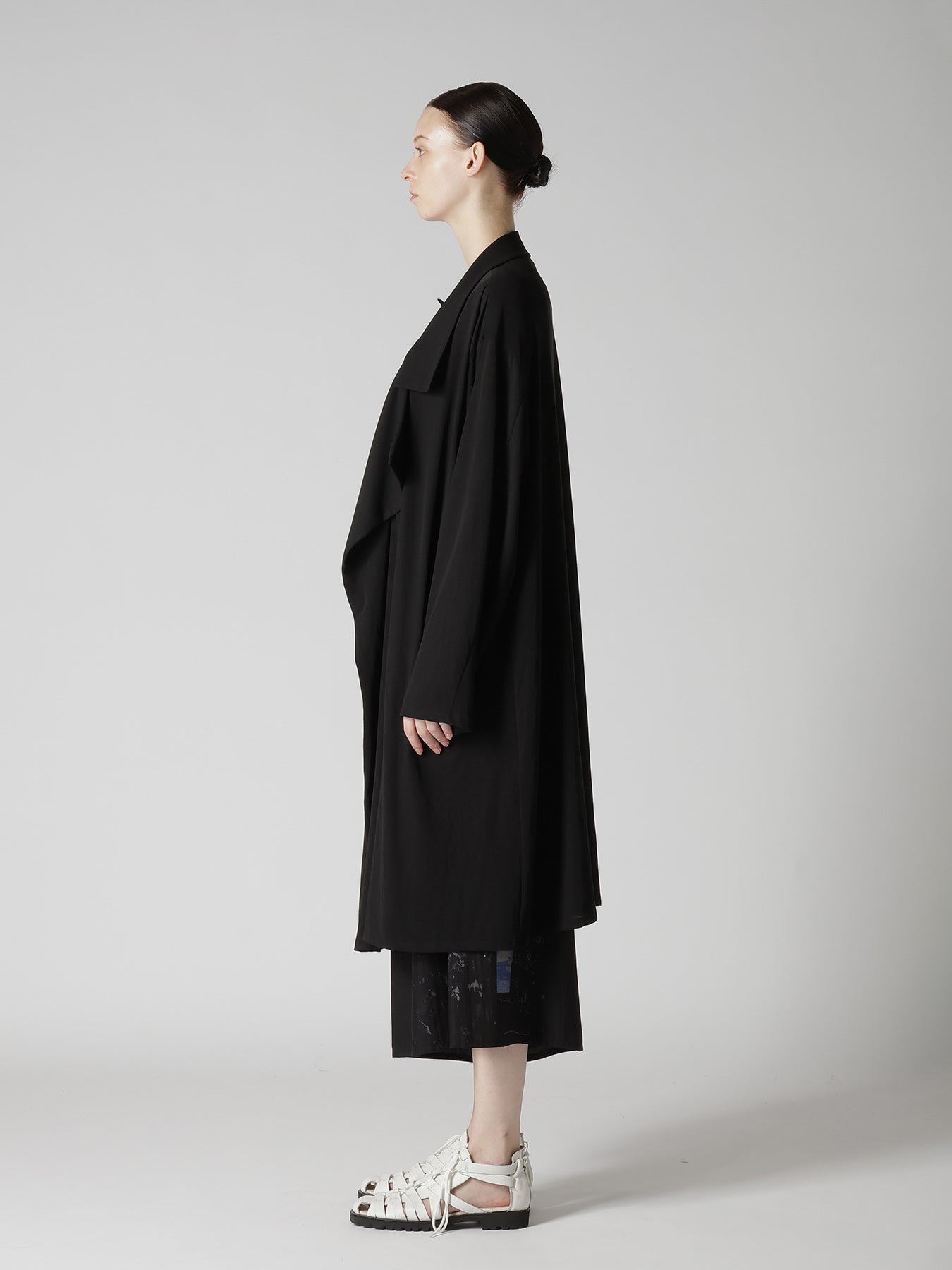 COTTON HARD TWISTED JERSEY BIG LAPEL COAT