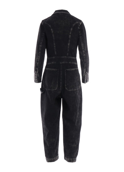 6OZ DENIM CHEMICAL WASH JUMPSUIT