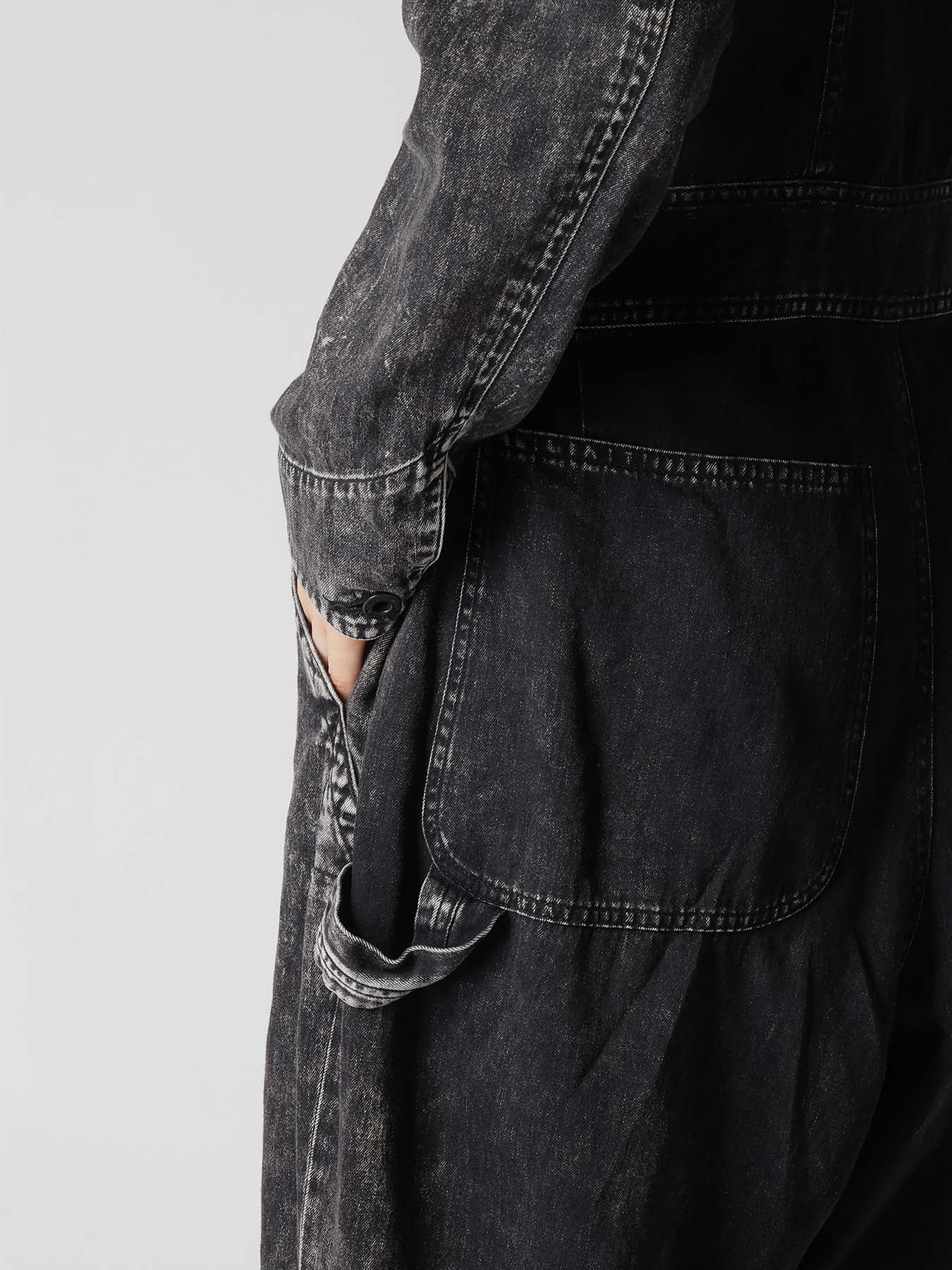 6OZ DENIM CHEMICAL WASH JUMPSUIT