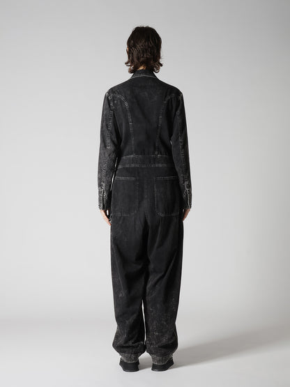 6OZ DENIM CHEMICAL WASH JUMPSUIT