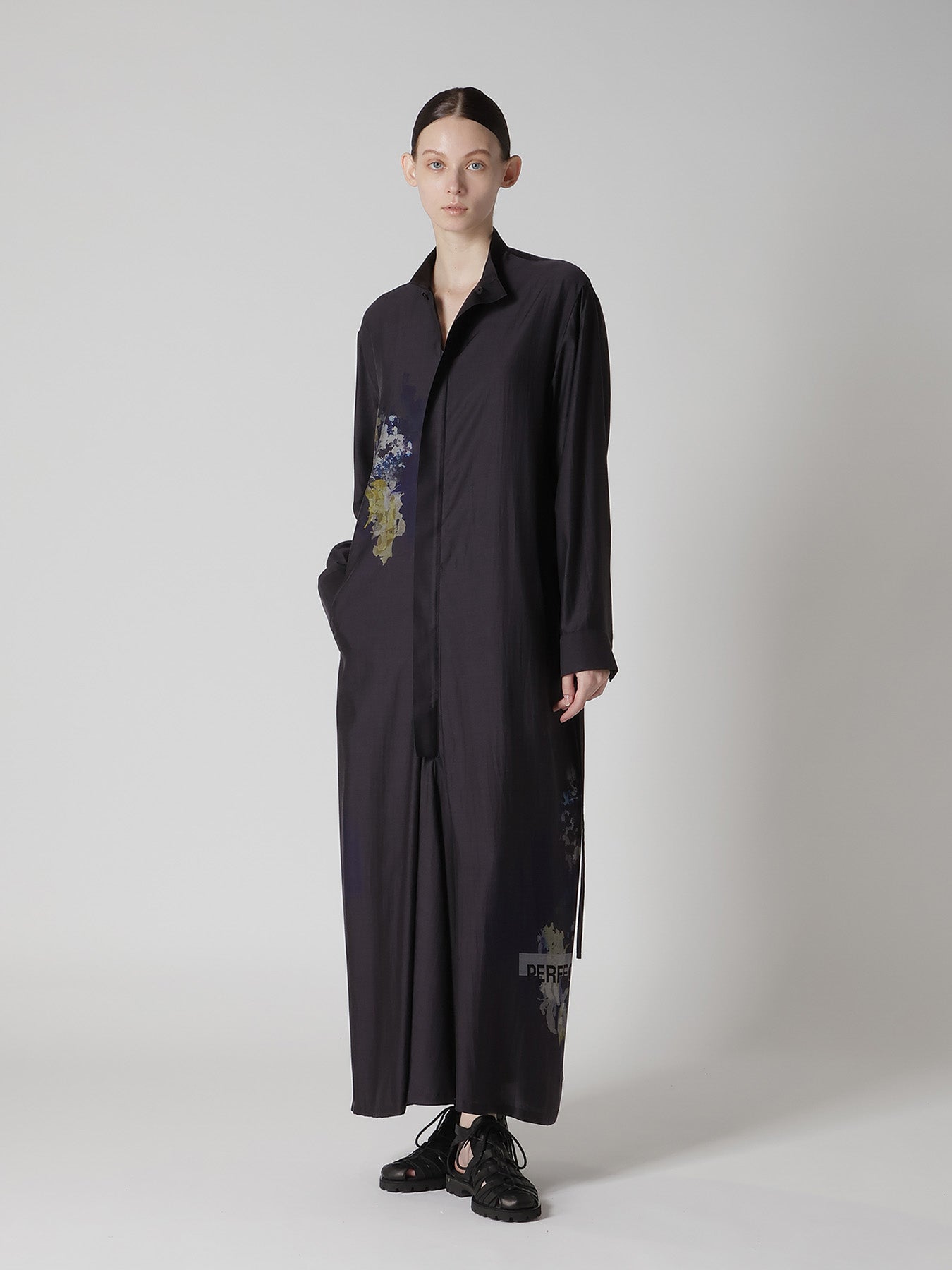 CUPRO/DUNGAREE TWILL DRAW STRING DRESS