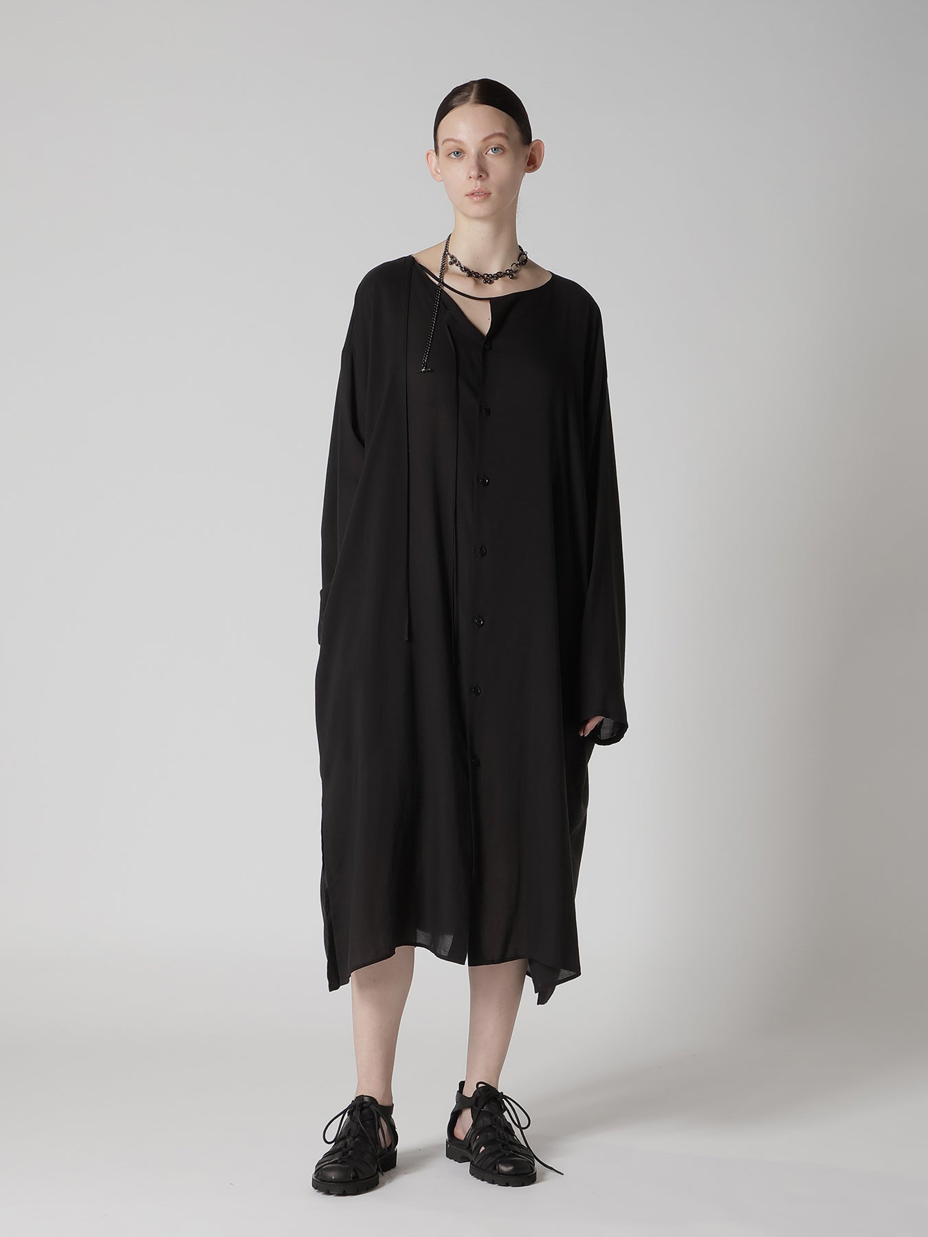 CELLULOSE LAWN COLLAR LESS DRESS