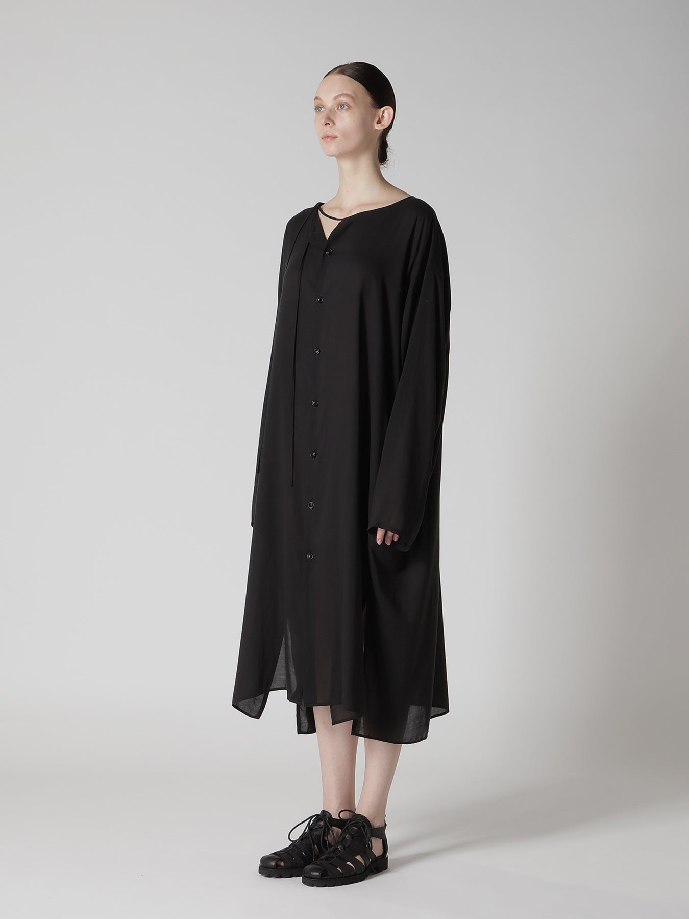 CELLULOSE LAWN COLLAR LESS DRESS