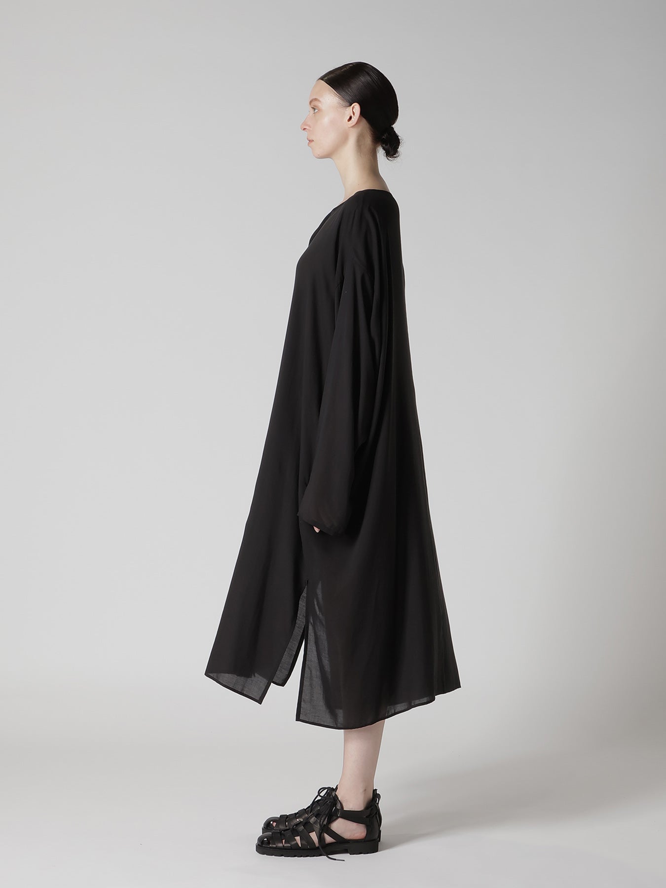 CELLULOSE LAWN COLLAR LESS DRESS