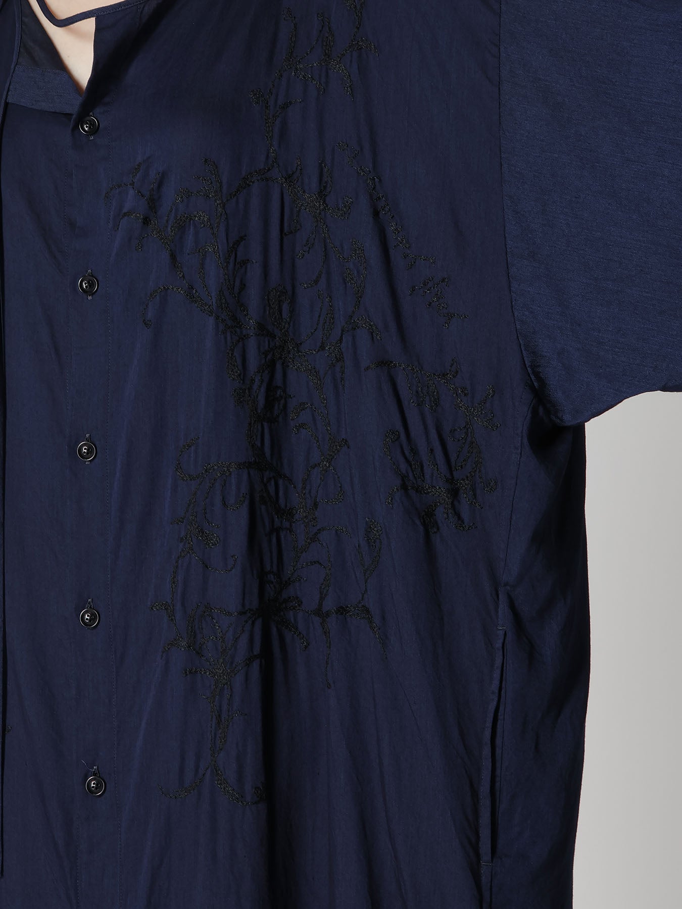 CU/ DUNGAREE TWILL BOTANICAL COLLARLESS DRESS