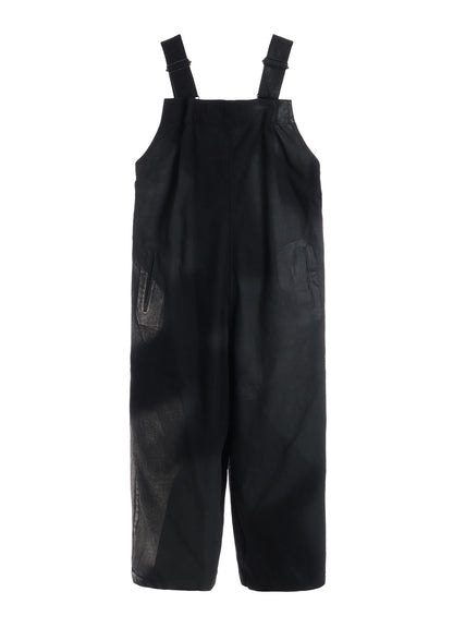 8OZ DENIM FOIL PRINT SALOPETTE PANTS