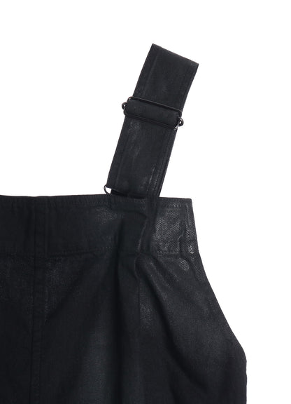 8OZ DENIM FOIL PRINT SALOPETTE PANTS