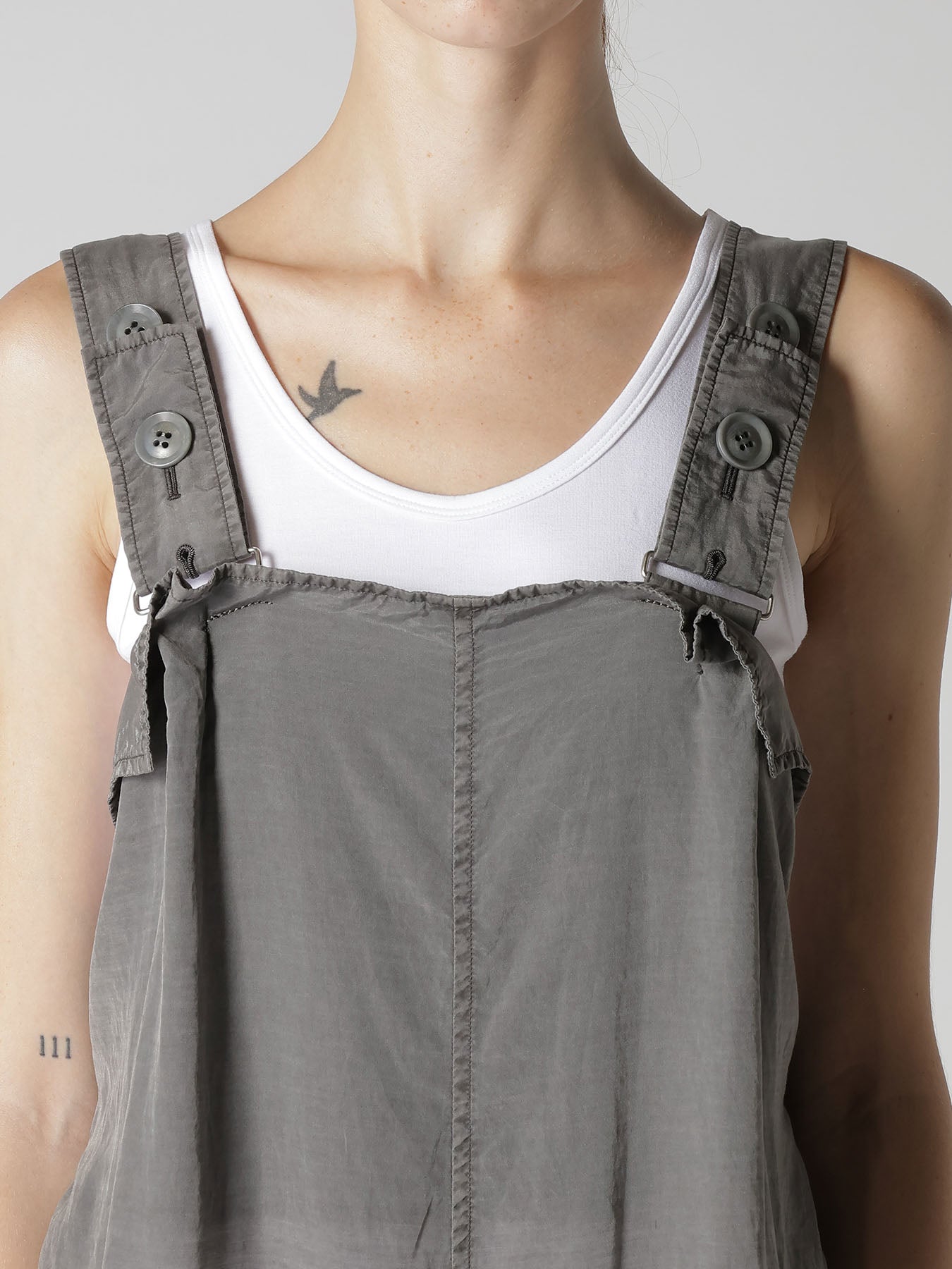 CUPRO/COTTON LAWN GARMENT DYED SALOPETTE PANTS