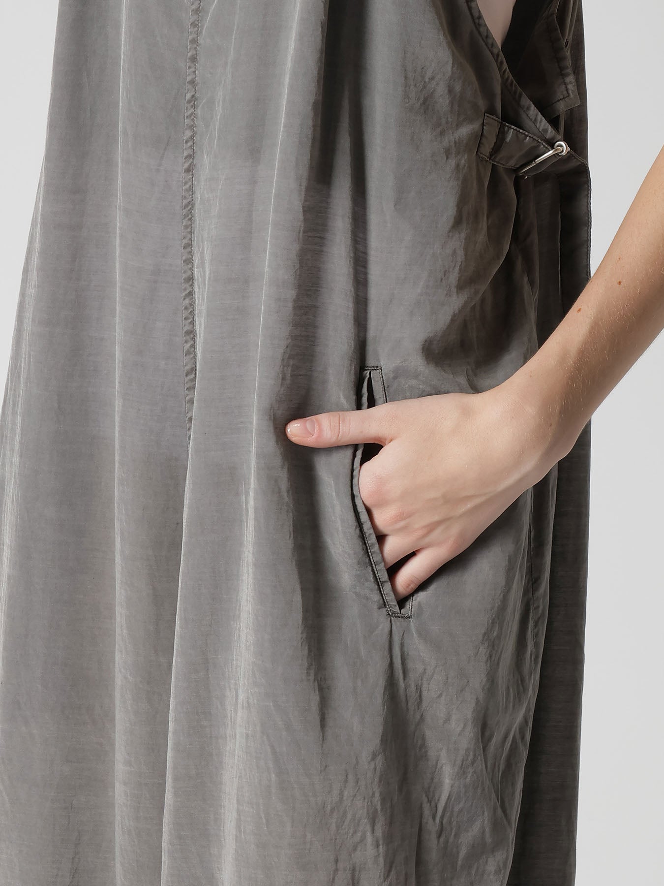 CUPRO/COTTON LAWN GARMENT DYED SALOPETTE PANTS