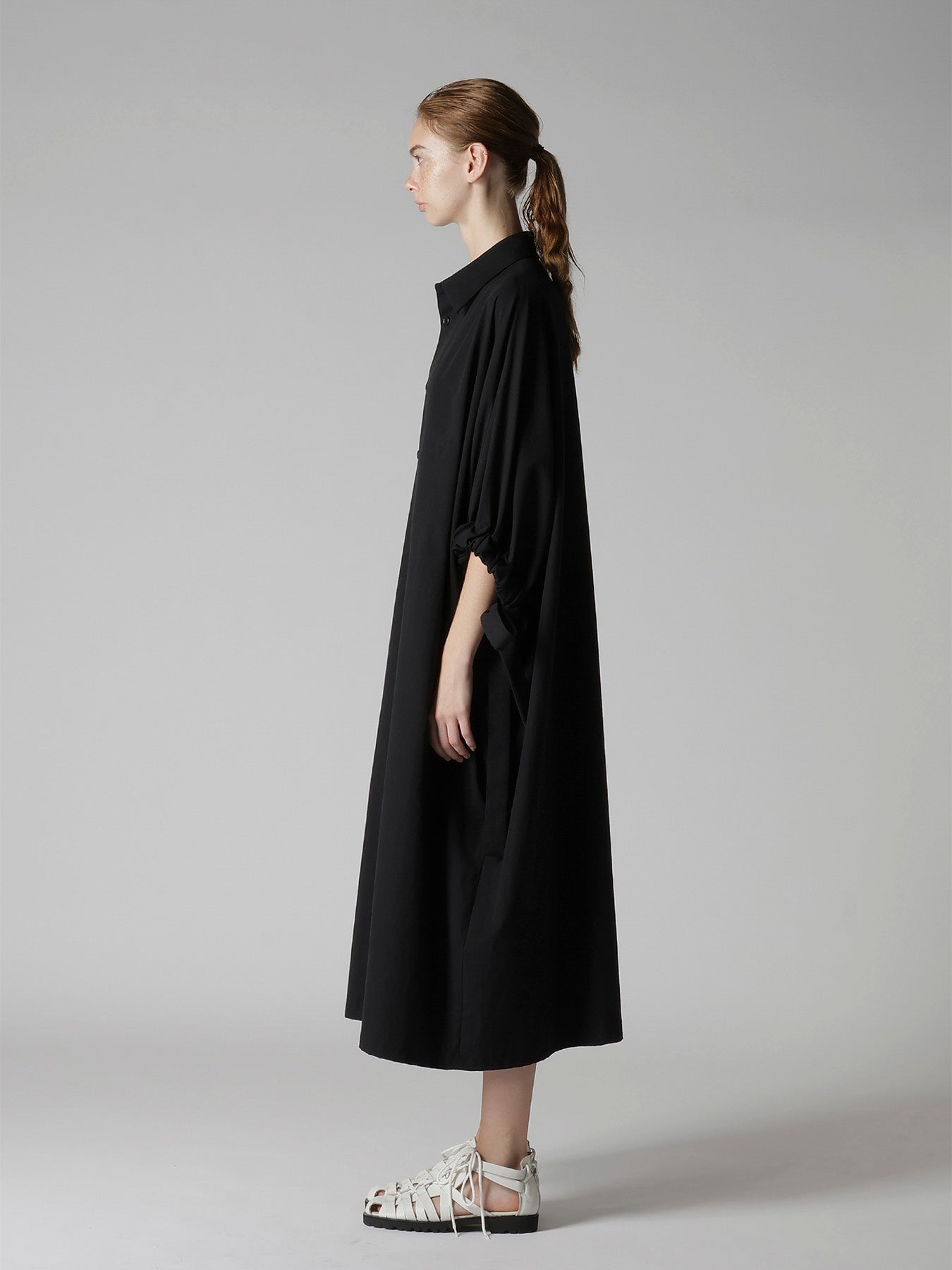 COTTON BROAD SLEEVE SHIRT DRESS