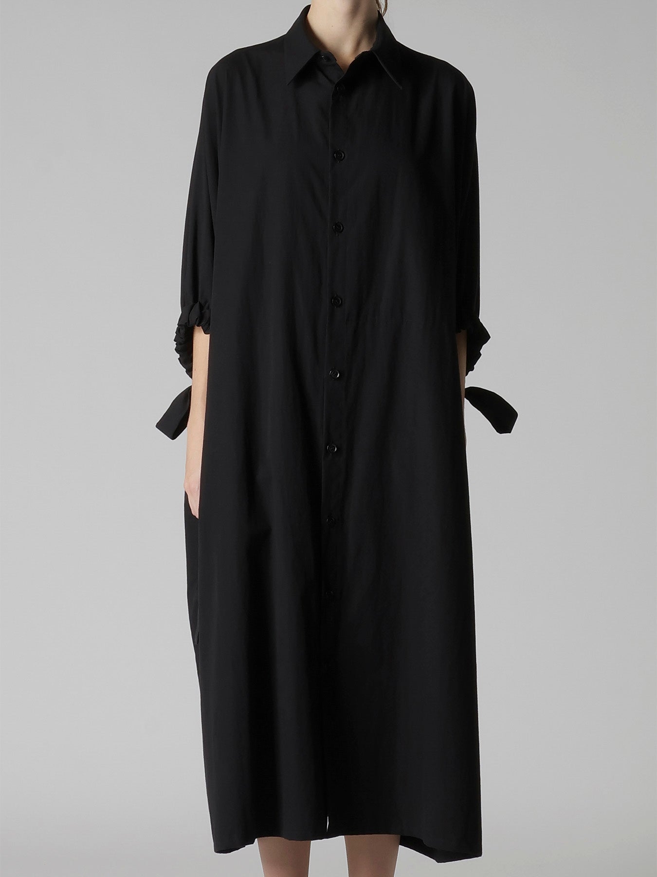 COTTON BROAD SLEEVE SHIRT DRESS